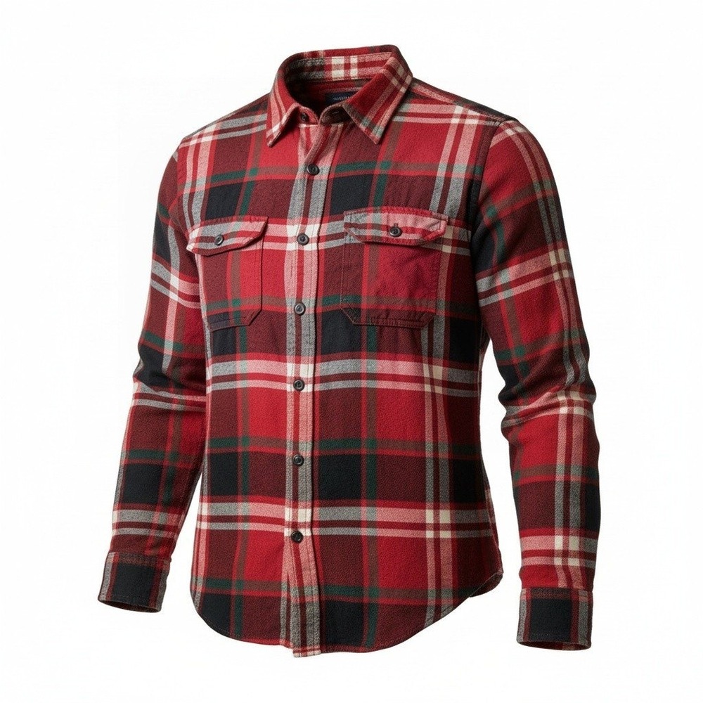 American Eagle Plaid Flannel Shirt Mens Medium Red Athletic Fit Lumberjack M